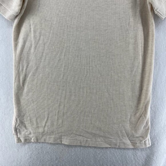 Chaps Ralph Lauren Polo Shirt Men's Sz S Oatmeal Cream High Low Hem Short Sleeve - Picture 9 of 13